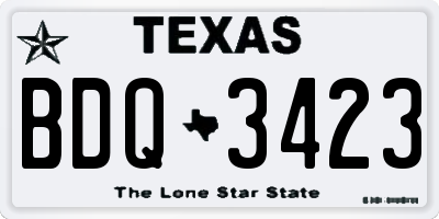 TX license plate BDQ3423