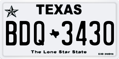 TX license plate BDQ3430