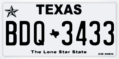 TX license plate BDQ3433