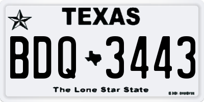 TX license plate BDQ3443