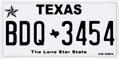 TX license plate BDQ3454