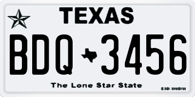 TX license plate BDQ3456
