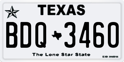 TX license plate BDQ3460