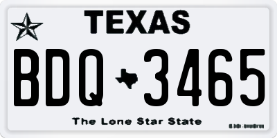 TX license plate BDQ3465