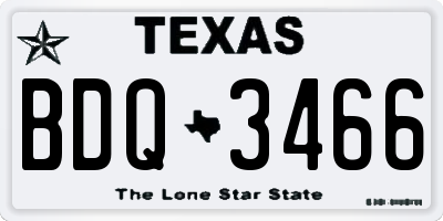TX license plate BDQ3466