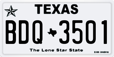TX license plate BDQ3501