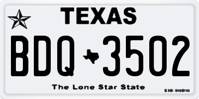 TX license plate BDQ3502