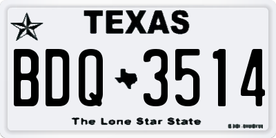 TX license plate BDQ3514