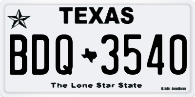TX license plate BDQ3540