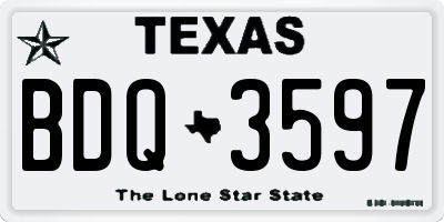 TX license plate BDQ3597