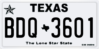 TX license plate BDQ3601