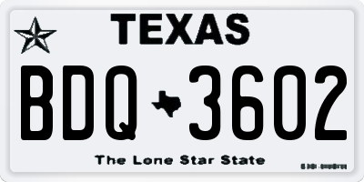TX license plate BDQ3602
