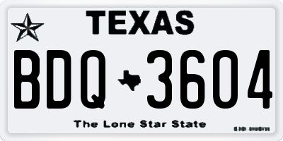 TX license plate BDQ3604