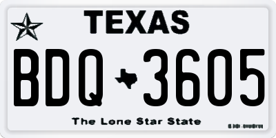 TX license plate BDQ3605