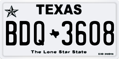 TX license plate BDQ3608