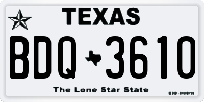 TX license plate BDQ3610