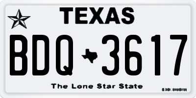 TX license plate BDQ3617