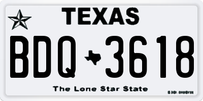 TX license plate BDQ3618