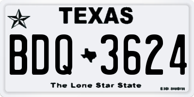 TX license plate BDQ3624