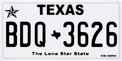TX license plate BDQ3626