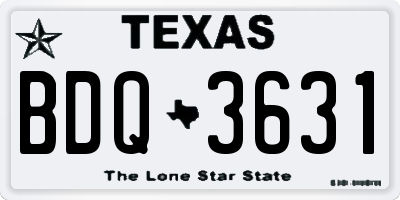TX license plate BDQ3631