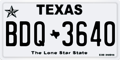 TX license plate BDQ3640
