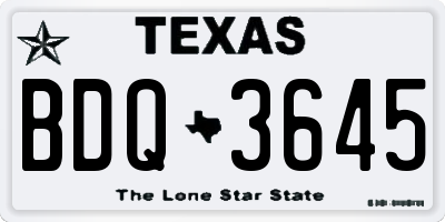 TX license plate BDQ3645