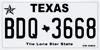 TX license plate BDQ3668