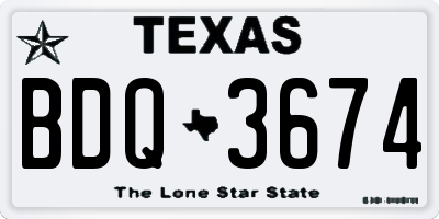 TX license plate BDQ3674