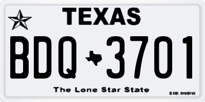 TX license plate BDQ3701