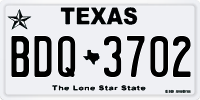 TX license plate BDQ3702