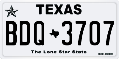 TX license plate BDQ3707