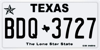 TX license plate BDQ3727