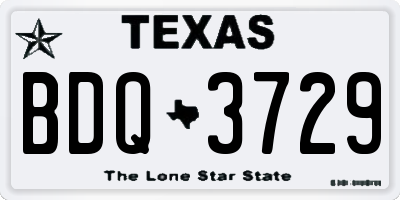 TX license plate BDQ3729