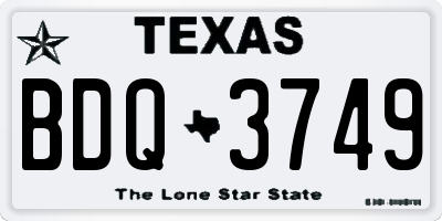 TX license plate BDQ3749