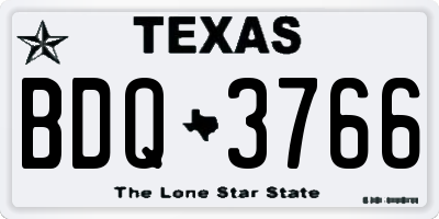 TX license plate BDQ3766
