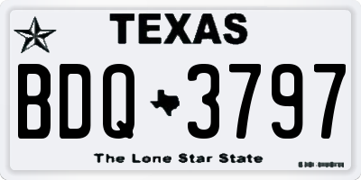 TX license plate BDQ3797