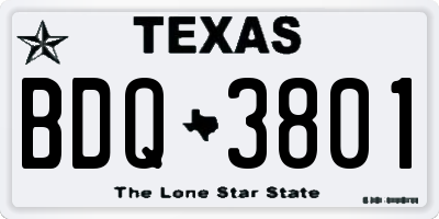 TX license plate BDQ3801