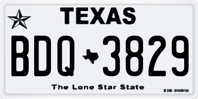 TX license plate BDQ3829