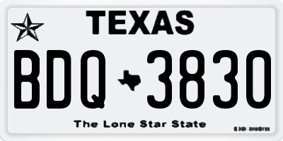 TX license plate BDQ3830