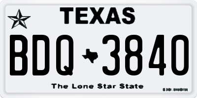 TX license plate BDQ3840