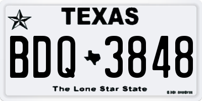 TX license plate BDQ3848