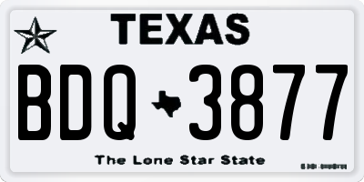 TX license plate BDQ3877