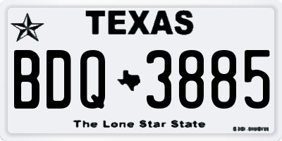 TX license plate BDQ3885