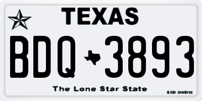 TX license plate BDQ3893