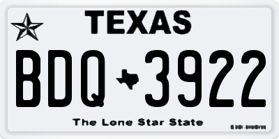 TX license plate BDQ3922