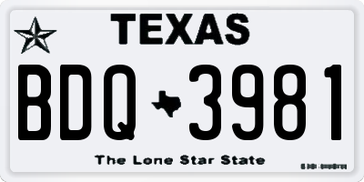 TX license plate BDQ3981