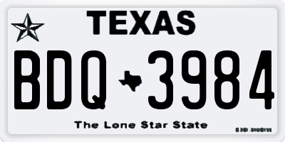 TX license plate BDQ3984