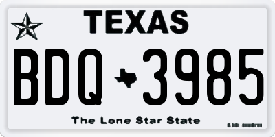 TX license plate BDQ3985