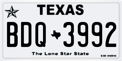 TX license plate BDQ3992